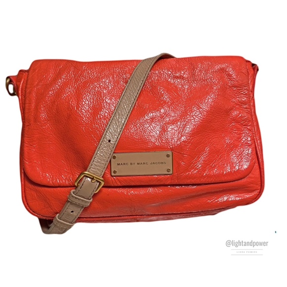 Marc By Marc Jacobs Handbags - Marc Jacobs Orange Patent Lea Crossbody Bag EUC
